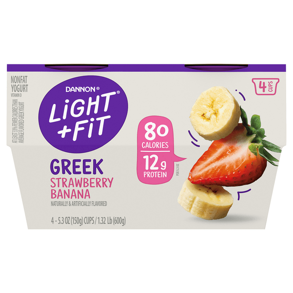 Save on Dannon Light + Fit Greek Yogurt Strawberry Banana Non Fat 4