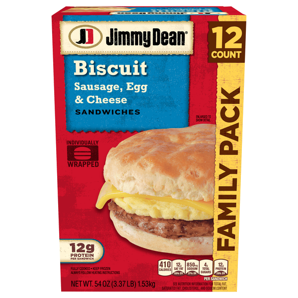 Save on Jimmy Dean Sausage Egg & Cheese Biscuit Sandwiches Family Pack