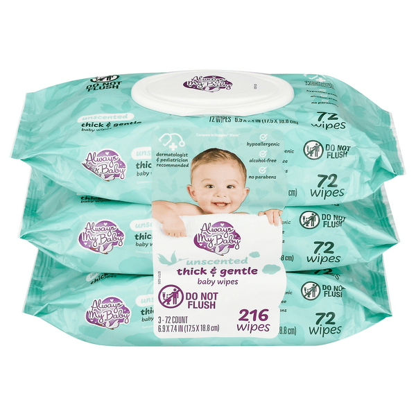 Save on Always My Baby Thick & Gentle Baby Wipes Fragrance Free 72 ct