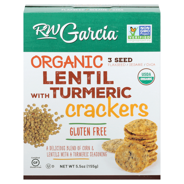 Save on RW Garcia Crackers 3 Seed Lentil with Turmeric Gluten Free Organic Order Online Delivery