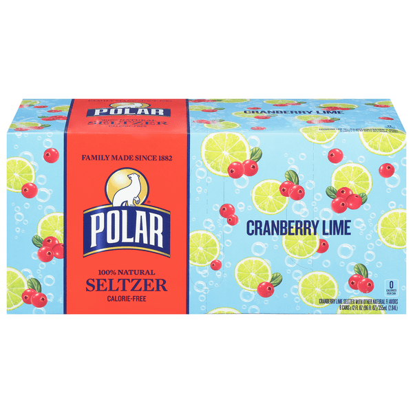 Save on Polar Cranberry Lime Seltzer Water 8 pk Order Online Delivery