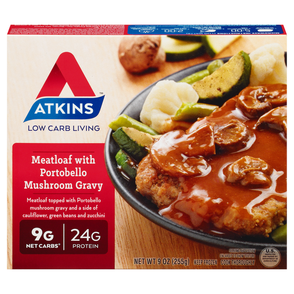Save on Atkins Meatloaf with Portobello Mushroom Gravy High Protein Low