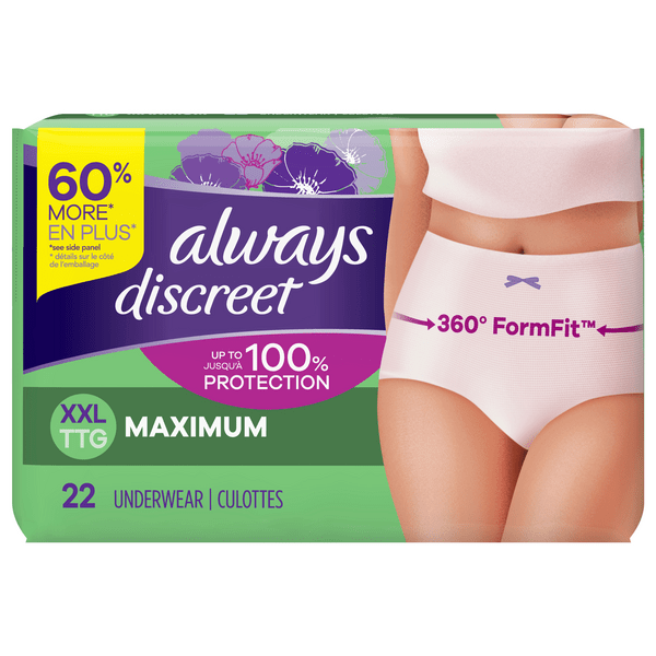 Save on Always Women's Discreet Incontinence Underwear Maximum XXL