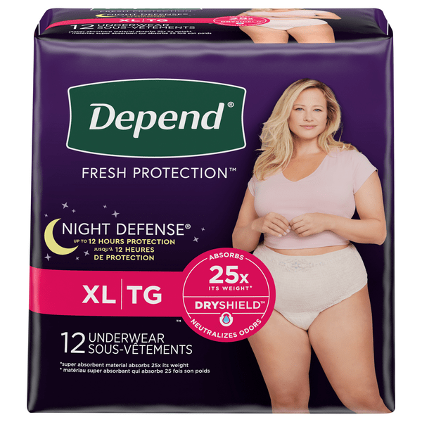 Save on Depend Women's Night Defense Incontinence Underwear Blush XL
