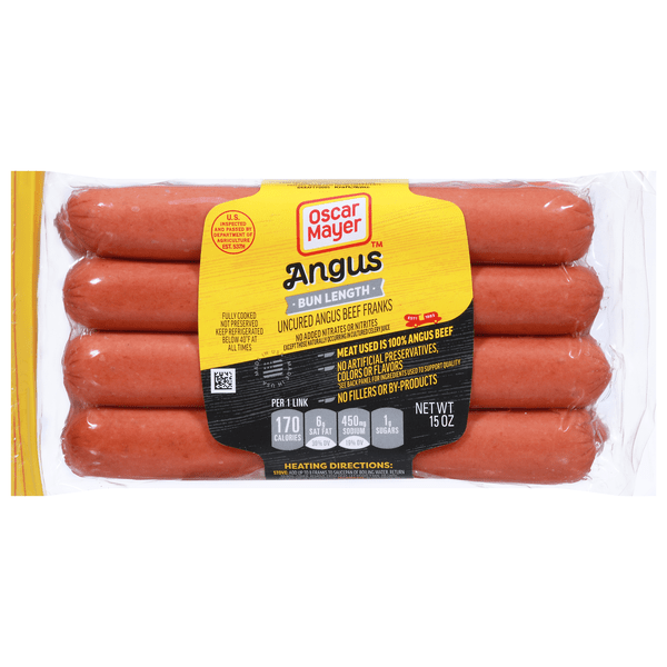 Save on Oscar Mayer Angus Beef Uncured Franks Bun Length 8 ct Order
