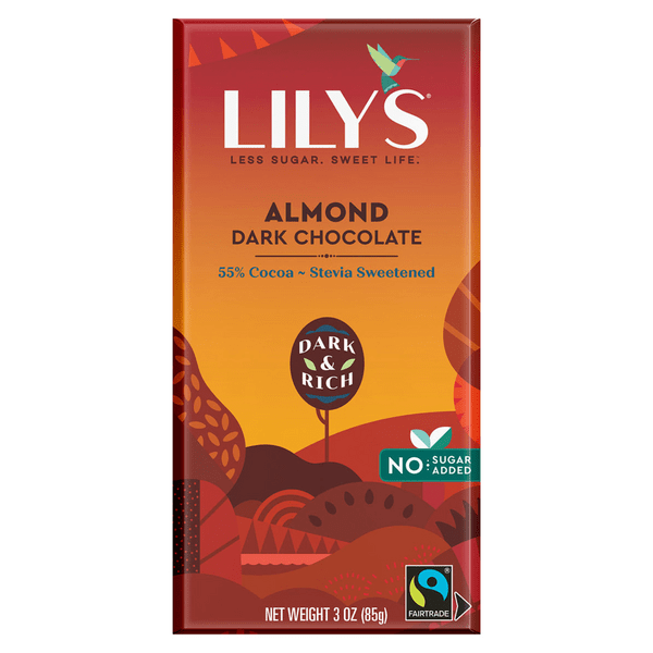 Save on Lily's Dark Chocolate Bar 55 Cocoa Almond No Sugar Added Order