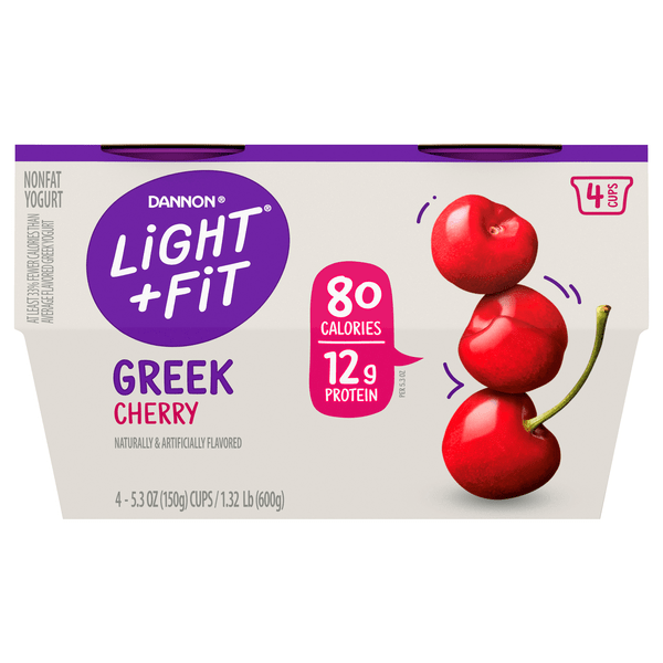 Save on Dannon Light + Fit Fat Free Cherry Greek Yogurt Cup 4 ct