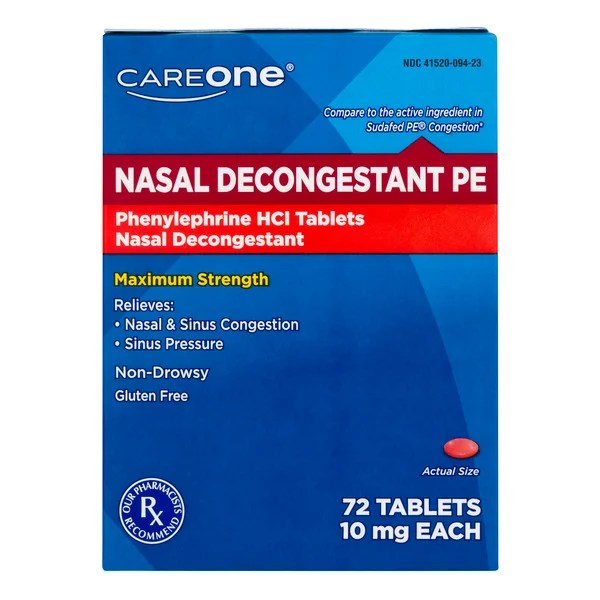 Save on CareOne Nasal Decongestant PE Phenylephrine HCI 10 mg Tablets