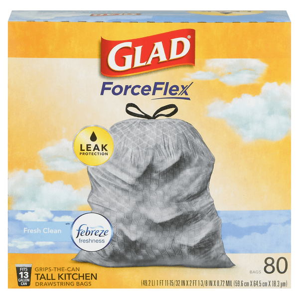 Save on Glad ForceFlex GripsTheCan Tall Kitchen Bags Fresh Clean 13