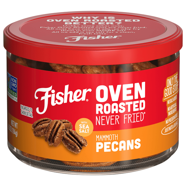 Save on Fisher Oven Roasted Never Fried Mammoth Pecans with Sea Salt