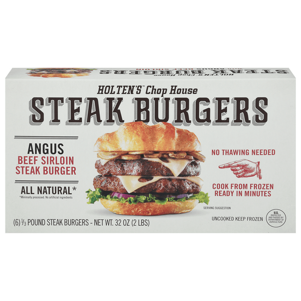 Save on Holten's Chop House Angus Beef Sirloin Steak Burgers 6 ct 1/3