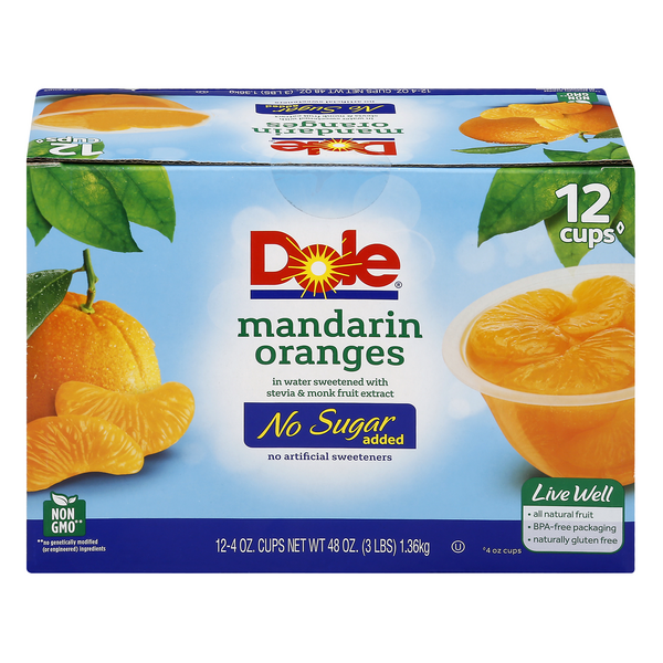 Save on Dole Fruit Cups Mandarin Oranges No Sugar Added 12 ct Order