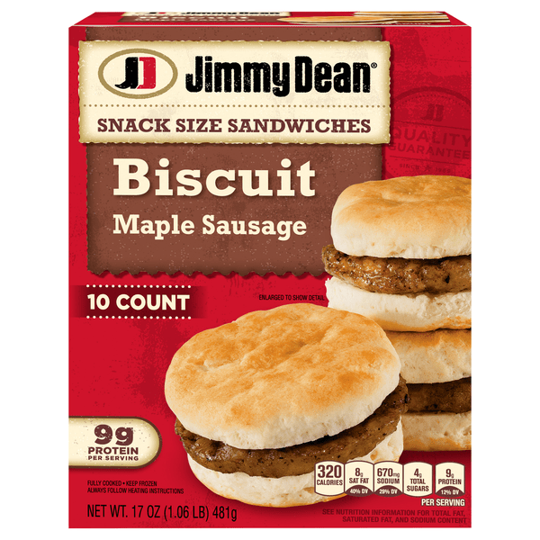 Save on Jimmy Dean Snack Size Maple Sausage Biscuit Sandwiches 10 ct