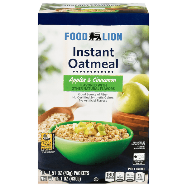Save on Food Lion Instant Oatmeal Apples & Cinnamon 10 ct Order