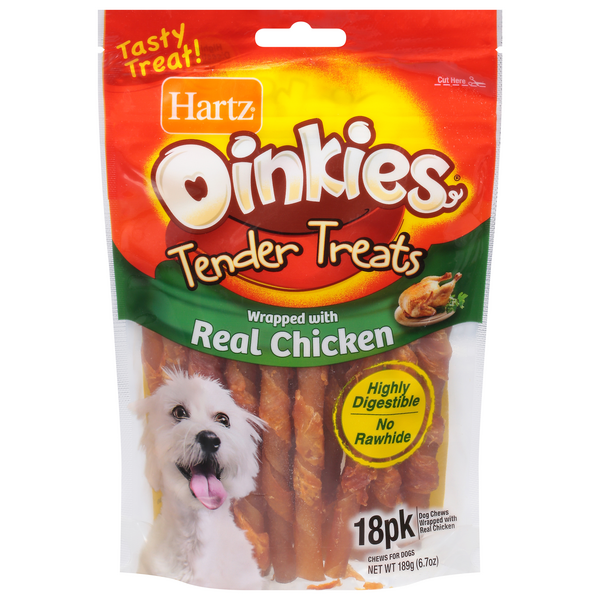 Save on Hartz Oinkies Tender Treats with Chicken Rawhide Free Dog Chews