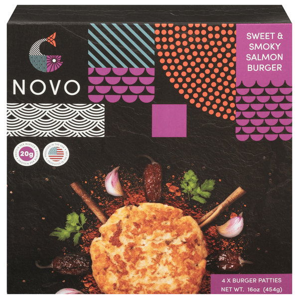 Save on Novo Salmon Burger Patties Sweet & Smoky 4 ct Order Online