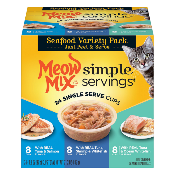 Save on Meow Mix Simple Servings Wet Cat Food Seafood Variety Pack 24