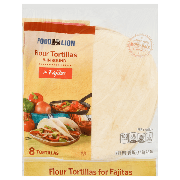 Save on Food Lion Tortillas Flour Fajita Size 8 Inch 8 ct Order