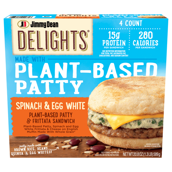Save on Jimmy Dean Delights PlantBased Patty Spinach & Egg Whites 4
