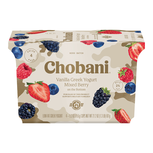 Save on Chobani Greek Yogurt Vanilla with Mixed Berry On The Bottom 4