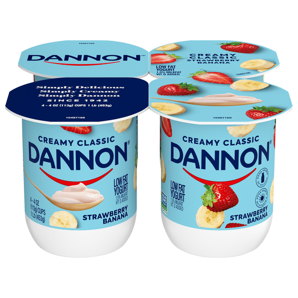 Save on Dannon Creamy Classic Low Fat Strawberry Banana Yogurt Cup 4