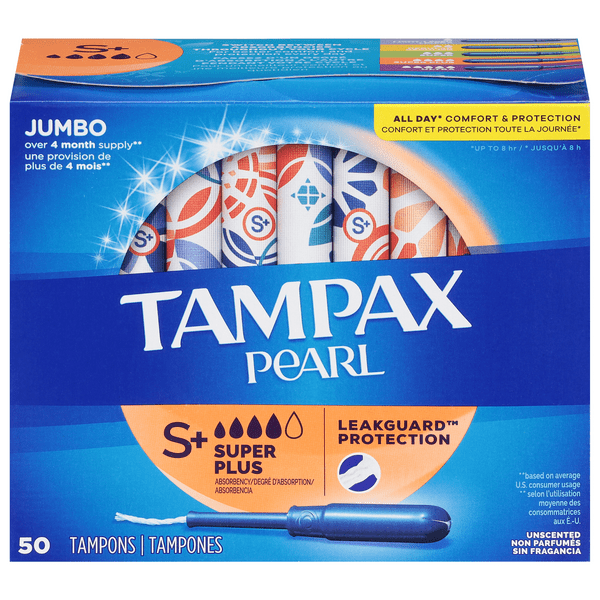 Save on Tampax Pearl Tampons Super Plus Unscented Jumbo Order Online Delivery GIANT