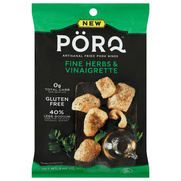 Save on PorQ Artisanal Fried Pork Rinds Fine Herbs & Vinaigrette Order