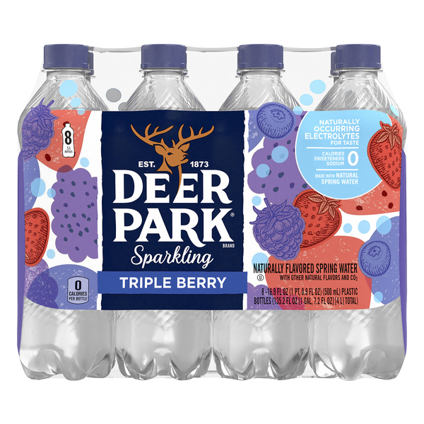 Save on Deer Park Sparkling Natural Spring Water Triple Berry 8 pk