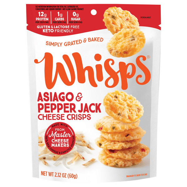 Save on Whisps Cheese Crisps Asiago & Pepper Jack Low Carb Gluten Free
