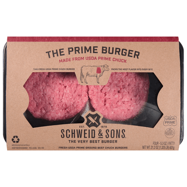Save on Schweid & Sons The Prime Burger Ground Beef Chuck Patties 4 ct Fresh Order Online