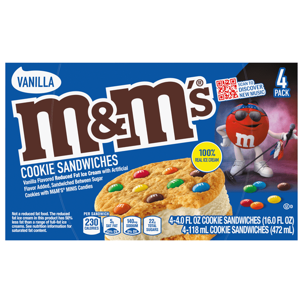 Save on M&M's Ice Cream Cookie Sandwiches Vanilla 4 ct Order Online