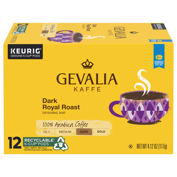 Save on Gevalia Kaffe Coffee 100 Arabica Dark Royal Roast KCups Order
