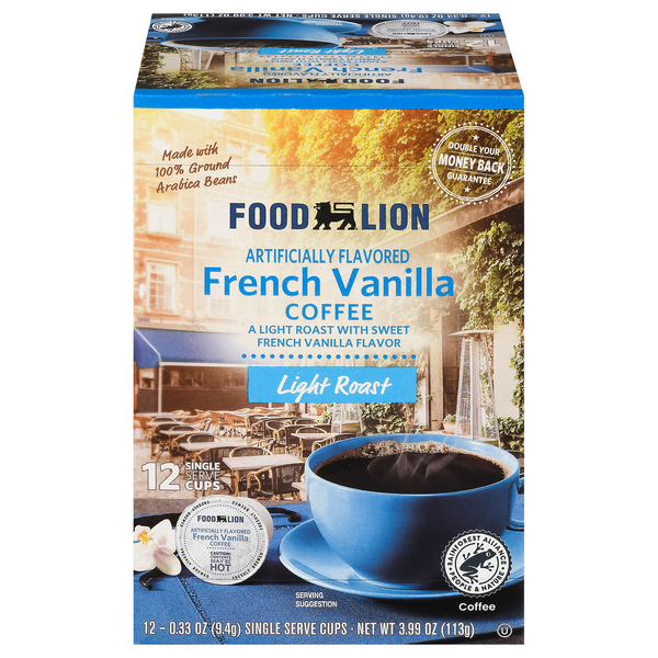 Save on Food Lion French Vanilla Light Roast Coffee Single Serve Cups Order Online Delivery