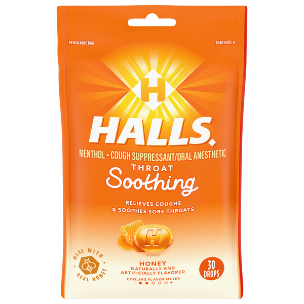 Save on Halls Throat Soothing Drops Honey Order Online Delivery MARTIN'S