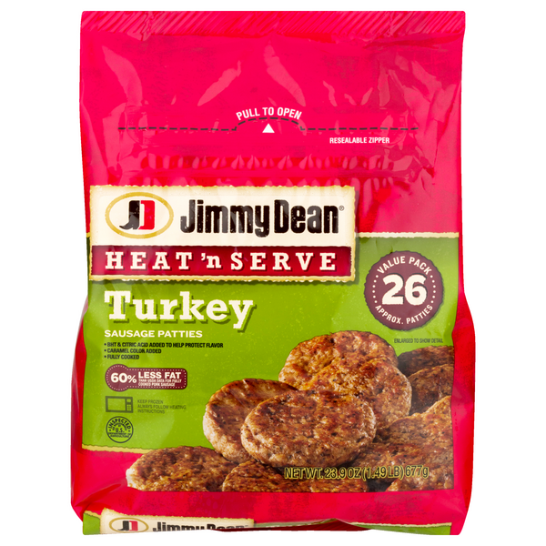 Save on Jimmy Dean Heat 'n Serve Sausage Patties Turkey 26 ct Frozen