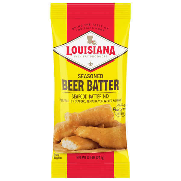 Save on Louisiana Fish Fry Products Seafood Batter Mix Seasoned Beer