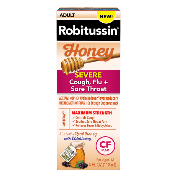 Save on Robitussin Adult Severe Cough Flu & Sore Throat Max Syrup Honey