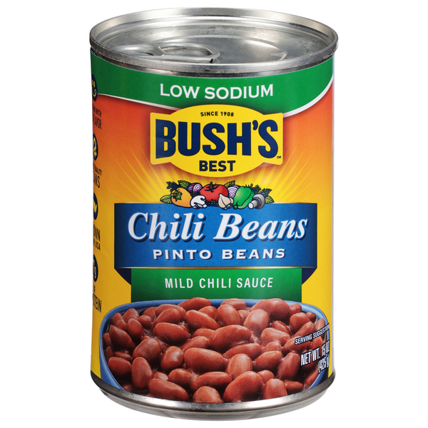 Save on Bush's Best Chili Beans Pinto Beans in Mild Chili Sauce Low Sodium Order Online Delivery