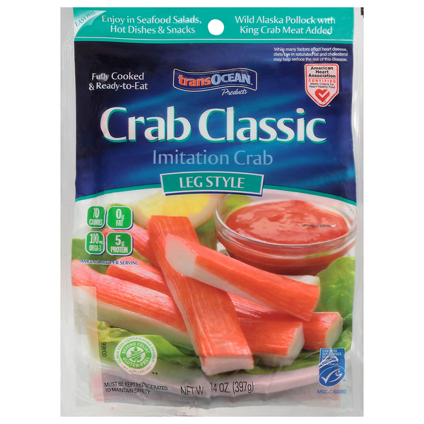 Save on transOcean Crab Classic Imitation Crab Meat Leg Style Order