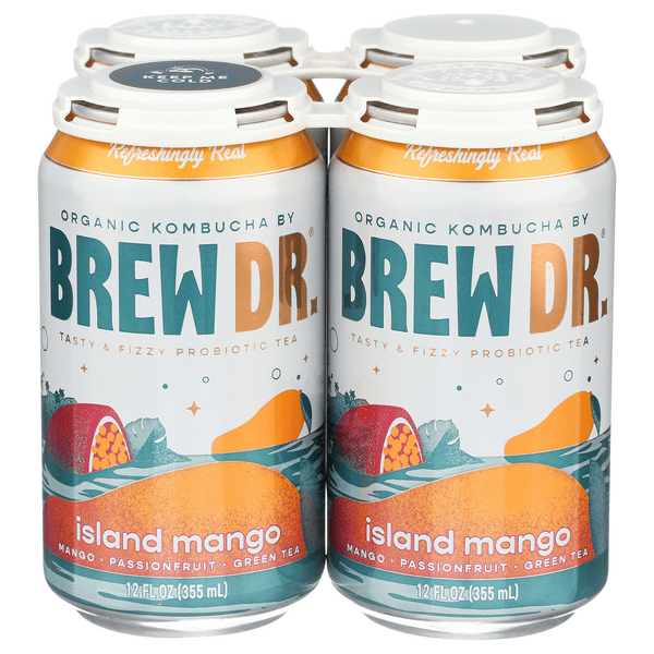 Save on Brew Dr. Island Mango Kombucha Organic 4 pk Order Online Delivery Stop & Shop