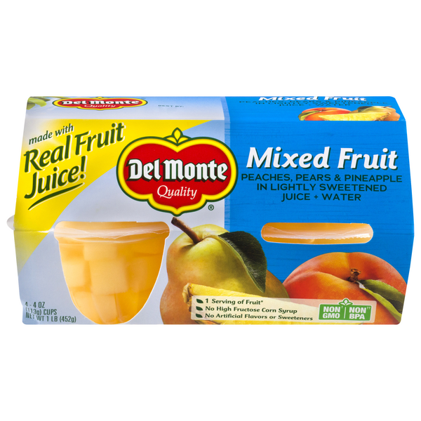 Save on Del Monte Fruit Cups Mixed Fruit in Lightly Sweetened Juice + Water 4 ct Order Online