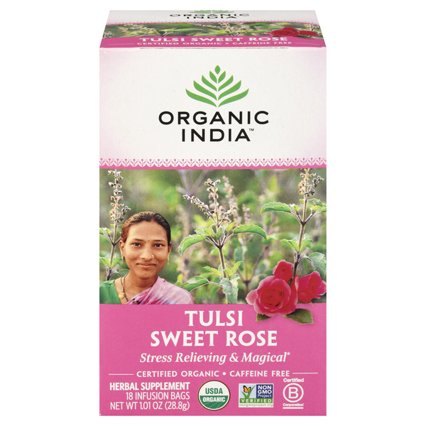 Save on Organic India Tulsi Holy Basil Sweet Rose Herbal Supplement