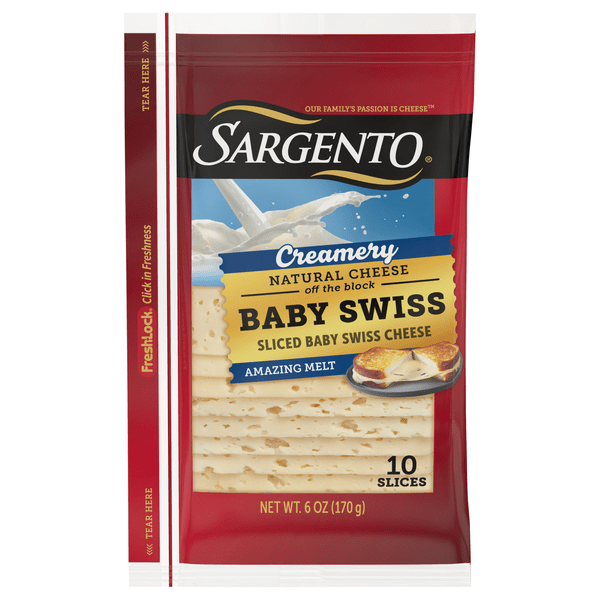 Save on Sargento Creamery Natural Baby Swiss Cheese Slices 10 ct Order Online Delivery GIANT