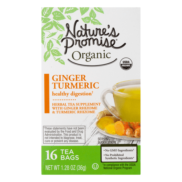 Save on Nature's Promise Organic Ginger Turmeric Herbal Tea Supplement