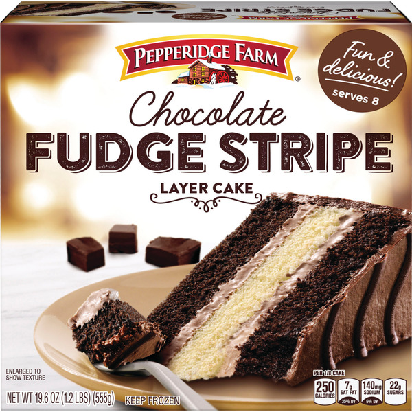 Save on Pepperidge Farm Layer Cake Chocolate Fudge Stripe Frozen Order