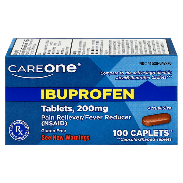 Save on CareOne Ibuprofen Pain Relief 200 mg Caplets Gluten Free Order