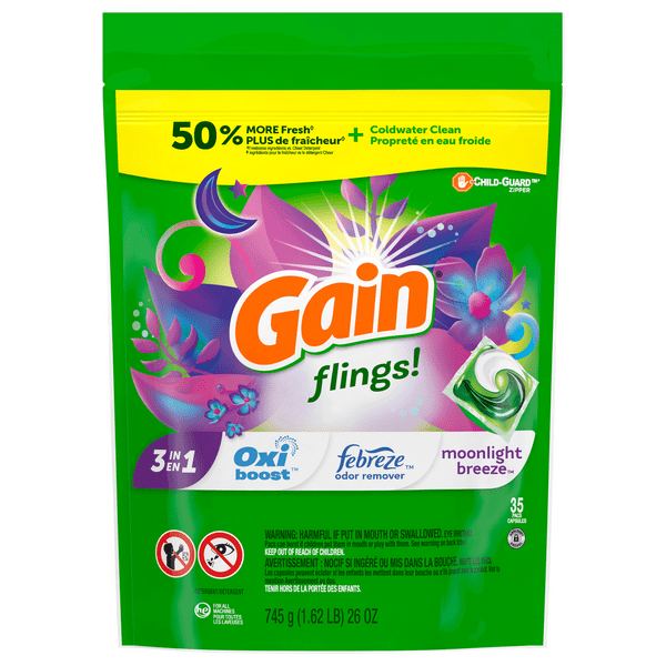Save on Gain Flings! 3in1 Laundry Detergent+Oxi Boost+Febreze