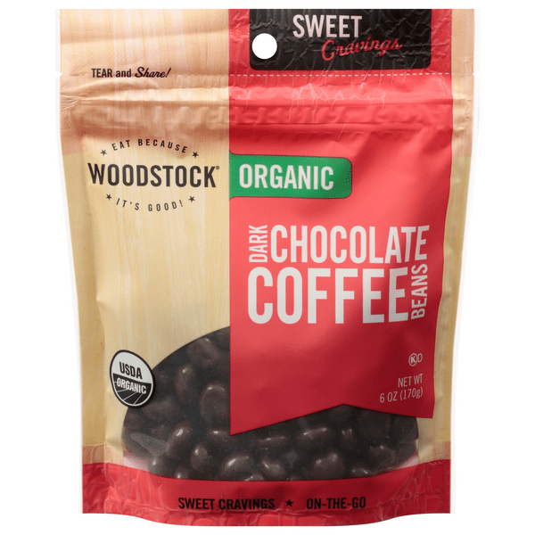 Save on Woodstock Sweet Cravings Dark Chocolate Coffee Beans Organic