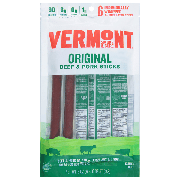 Save on Vermont Beef & Pork Sticks Original Gluten Free 6 ct Order