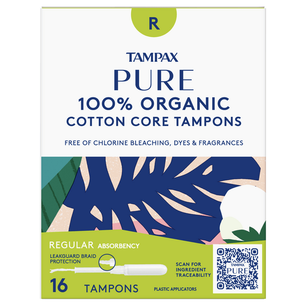 Save on Tampax Pure Cotton Core Tampons Regular 100 Organic Order Online Delivery MARTIN'S